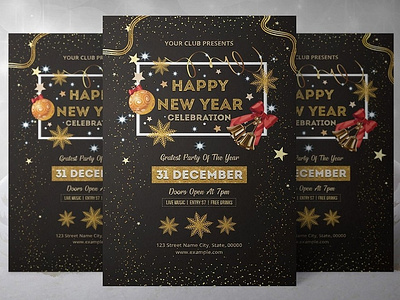 New Year Party Invitation Flyer Template invitation card invitation template ms word template new year 2019 new year eve flyer new year flyer new year invitation new year party party flyer template photoshop template