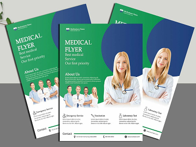 Doctor and Medical Service Flyer Template advertising flyer clinic flyer diagnosis flyer doctor flyer design hospital marketing flyer medical service photoshop template promotion flyer template