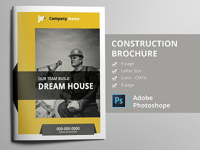 Construction Company Brochure construction construction brochure construction company construction proposal design engineering house building photoshop template real estate render