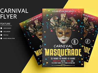 Carnival Party Invitation Template carnival invitation carnival party flyer carnival poster custom flyer event flyer flyer design mardi gras event mardi gras flyer mardi gras poster mardi gras template ms word template photoshop template