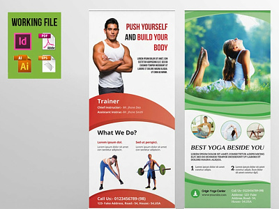 Gym, Health Club Roll-up Banner Template