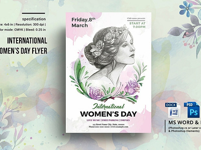 Women's Day Flyer celebration invitation template mothers day ms word music party photoshop template poster printable womens celebration womens day womens day flyer womens day party