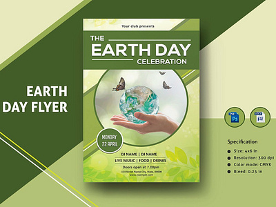 Earth Day Flyer Template earth earth day festival earth day flyer editable flyer template invitation flyer ms word nature party flyer photoshop template planet poster psd flyer