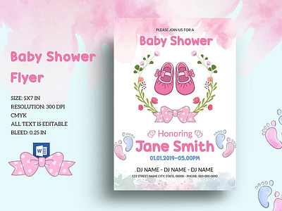 Editable Floral Baby Shower Invitation Template