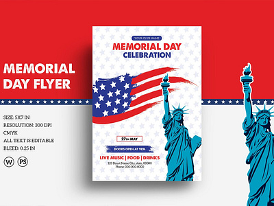 Us Memorial Day Flyer Template 27th may american flyer design invitation flyer invitation template memorial day photoshop template printable us memorial day usa