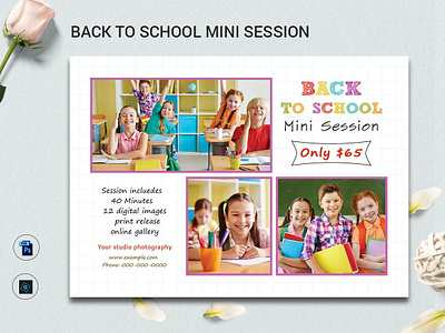Back to school mini session template back to school back to school mini kids photography marketing board mini session photographer photography photoshop template school mini session school photography session template