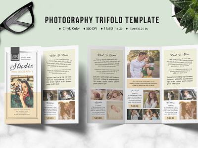 Photography Trifold Brochure Template advertising brochure template business brochure fashion brochure multipurpose photography brochure photography pricing photoshop template portfolio template trifold brochure