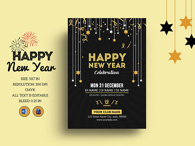 New Year Party Flyer happy new year holiday party invitation card invitation flyer ms word new year flyer new year invitation new year party new year poster party flyer photoshop template