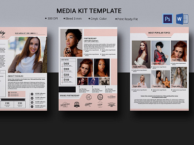 Media Kit Template electronic press kit fashion blogger media kti and rate ms word template photoshop template pitch deck press kit template psd template social media kit