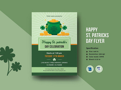 St. Patrick's Day Flyer Template celebration flyer flyer template green invitation template ms word patricks day patricks day poster photoshop template st patrick