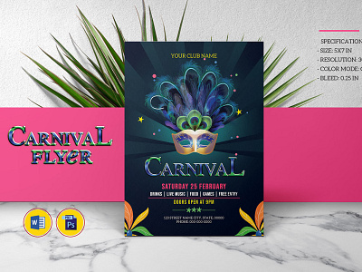Printable Carnival Party Flyer Template brazil carnival event carnival festival carnival invitation carnival party flyer mardi gras flyer mardi gras poster ms word party flyer party invitation photoshop template