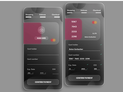 Dark mode glass ui - payment form
