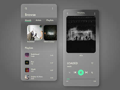 Music app - Glassmorphic UI