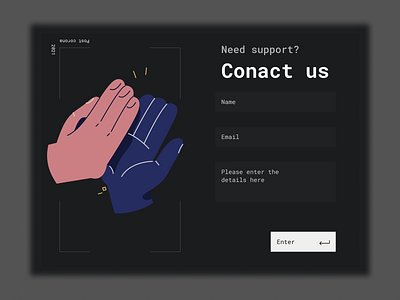 Contact us - Daily UI #028 28 adobe xd bold font contact form contact us daily ui 028 dailyui dark mode figma grey illustration minimalist sketch support form support page ui coach uiux web ui yellow