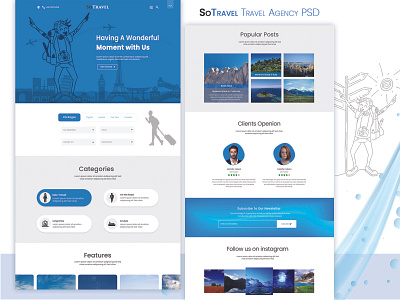 SoTravel Travel Agency PSD Template art branding character clean design graphic graphic design illustration minimal travel typography ui uidesign ux web website
