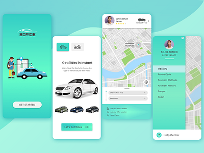Soride Ride Sharing App Design 2021 design app app design art clean design graphic graphic design illustration minimal travel vector website