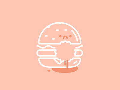 Sad bites burger burger character design drawing illustration sad character