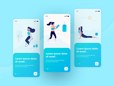 Fitness & Workout Training App activity app design exercise fitness health illustration interface mobile app onboarding training ui uiux user experience user interface ux walkthrough wellness workout xd