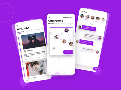 Social Media App android app app design apps chat design finding ios maps minimal mobile app people purple social social apps social media ui uiux user interface website