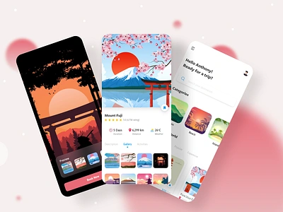 Travel App Concept adventure app app design branding cleanui concept design illustration landscapes minimal roadtrip scenery tourism travelapp ui user experience user interface ux uxdesign vacation