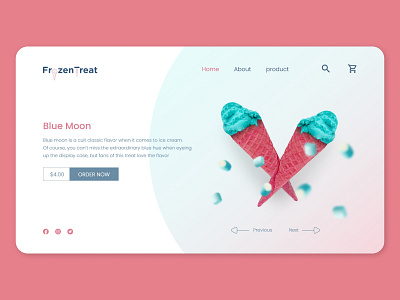 Ice Cream Web Page Design - UI Design 🍦 branding clean ecommerce food app ice cream icecream design icecream webpage icecream website landing page minimal design minimalist online shopping pink simple ui ui design ui trends ui ux web design webpage inspiration