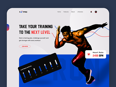 Fitness Landing Page creative design fitness fitness activity fitness website heart rate product design running running coach training activity user interface design web web design website design