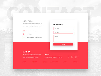 Contact Section colorful contact contact section footer psd red send message shadow web