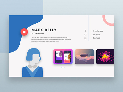 Designer Profile app blue designer hire me illustration personal site portfolio profile ui ux web