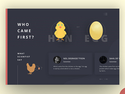 Who came first, Hen or Egg ? chicken conceptual design egg fun hen hen or egg ui ux web who came first