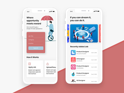 Job Board Application app app design company creative design dream job hire illustration job job app job application job board job search trend ui ux work