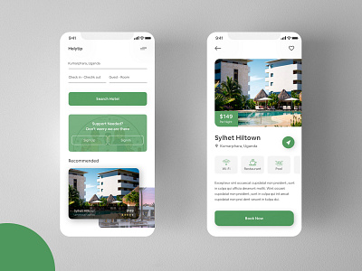 Hotel Booking App app booking colour design exploration green hotel hotel app hotel booking interface ios iphone mobile app room booking travel travel app trend typography ui ux