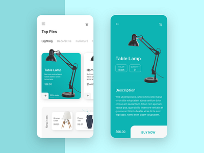 Product App Interface android app application cart creative design ecommerce app illustration interface ios lamp light product app product applicaiton store trend 2019 typography ui ui design ux
