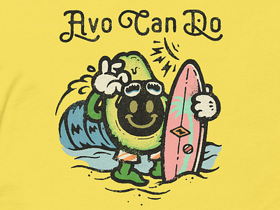 Avocando avocado cartoon classic cartoon retro art shirt shirt illustration skate surf surf art surf design surfboarding t shirt art vegan veggie