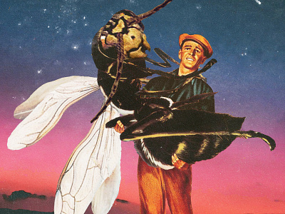 Fly me to the Moon classic collage collage art fly illustration old movie poster retro retro art vintage