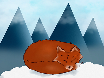 Foxy fox is dreaming animalart illustration illustrator procreate winter