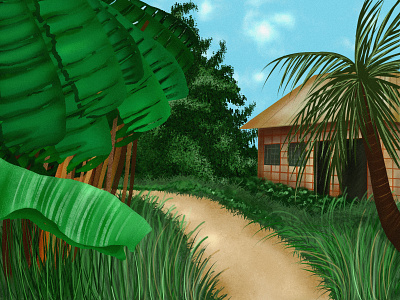 An African village africa digitalart illustration jungle nature procreate procreateart tropical tropics village