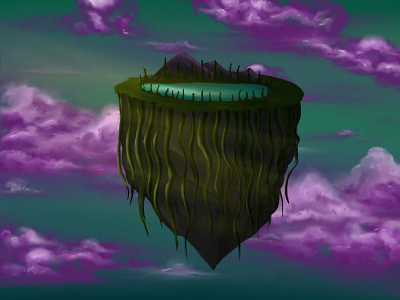 Floating island design digitalart floating island game developer illustration made up nature procreate procreateart world