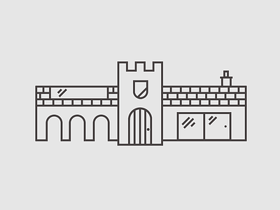 Castle refurb building grey icon illustration line logo