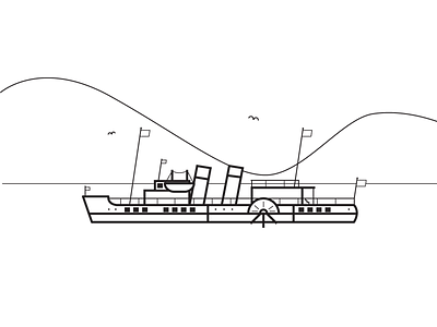 Waverley boat design icon line logo