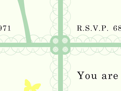 Invite design flourish green pastel