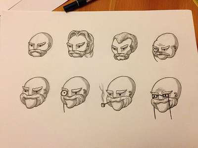 Character Faces: Second Pass character design face game design illustration pen pencil portrait