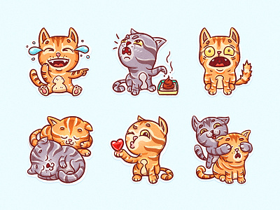 Stickers Cats cats characters draw emotions illustration sketch stickers
