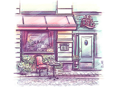 Daily sketching 4: Stockholm Cafe challenge draw illustration inspiration postcard sketch stockholm trip сafe