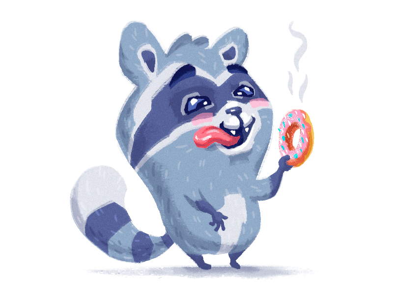 True love! animation character donut draw emotion illustration love raccoon sketch sticker
