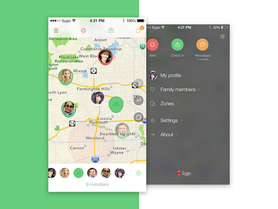 Family Locator by Sygic button grid mobile process search sign in social ui user experience user interface ux