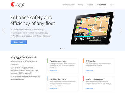 Sygic Fleet button desktop ecommerce grid process search sign in ui user experience user interface ux