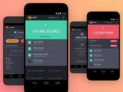 Avast Mobile Security app avast button icon mobile security ui user experience user interface ux
