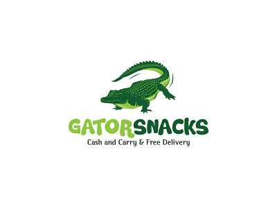 "Gator Snacks" logo aligator logo creative logo crocodile logo delivery logo logo snacks logo