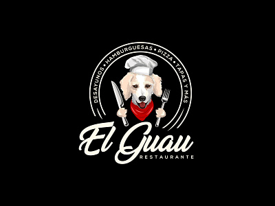 El Guau restaurant logo branding company logo dog art dog food dog logo illustration logo logo design restaurant logo