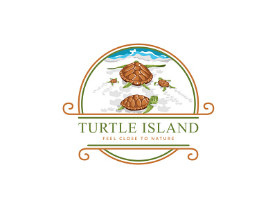 "Turtle Island" Resort logo branding company logo design illustration logo logo design t shirt art t shirt design vector